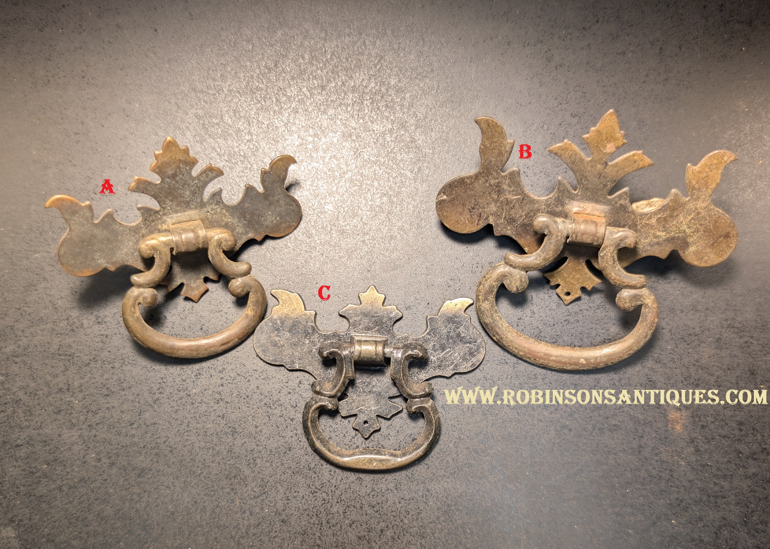 Antique Stamped Chippendale Single Post Drawer Pulls